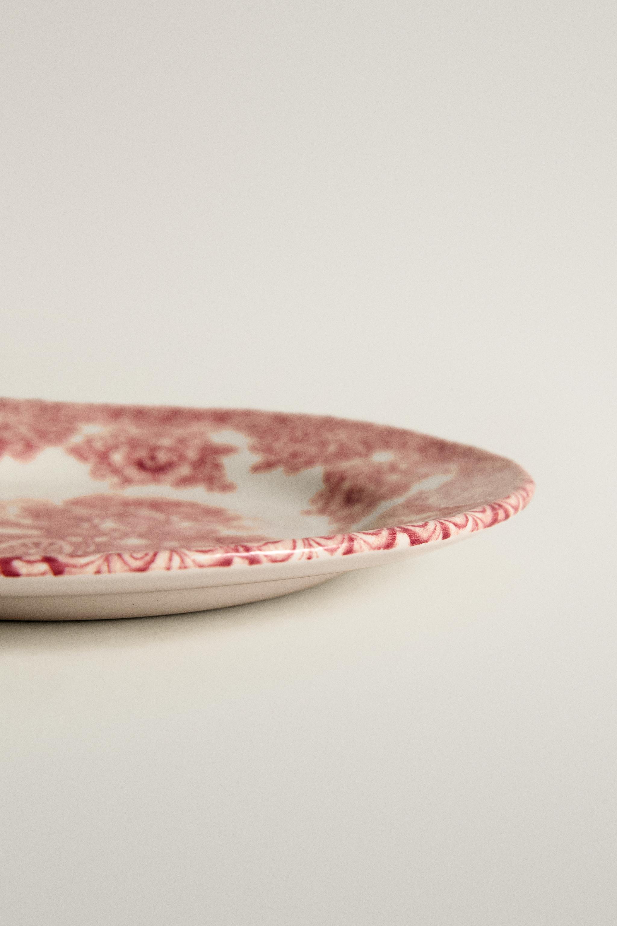 FLORAL LANDSCAPE EARTHENWARE SIDE PLATE - Burgundy | ZARA United