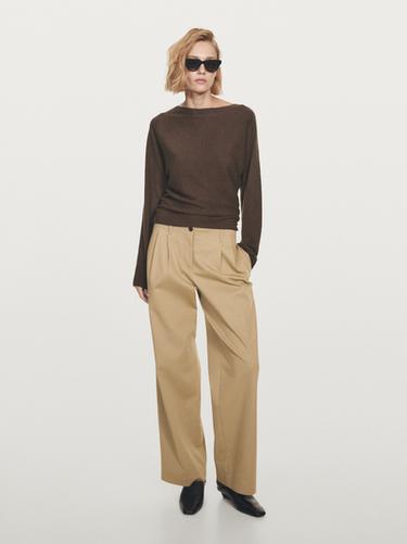Zara Boat neck knit sweater - Brown - Image 0