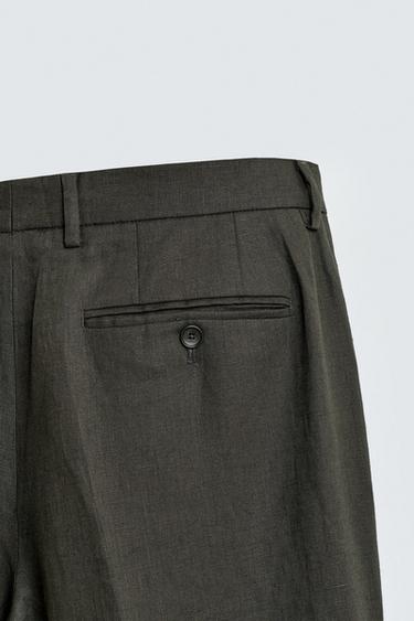 100% LINEN SUIT TROUSERS - Khaki by Zara - Image 7