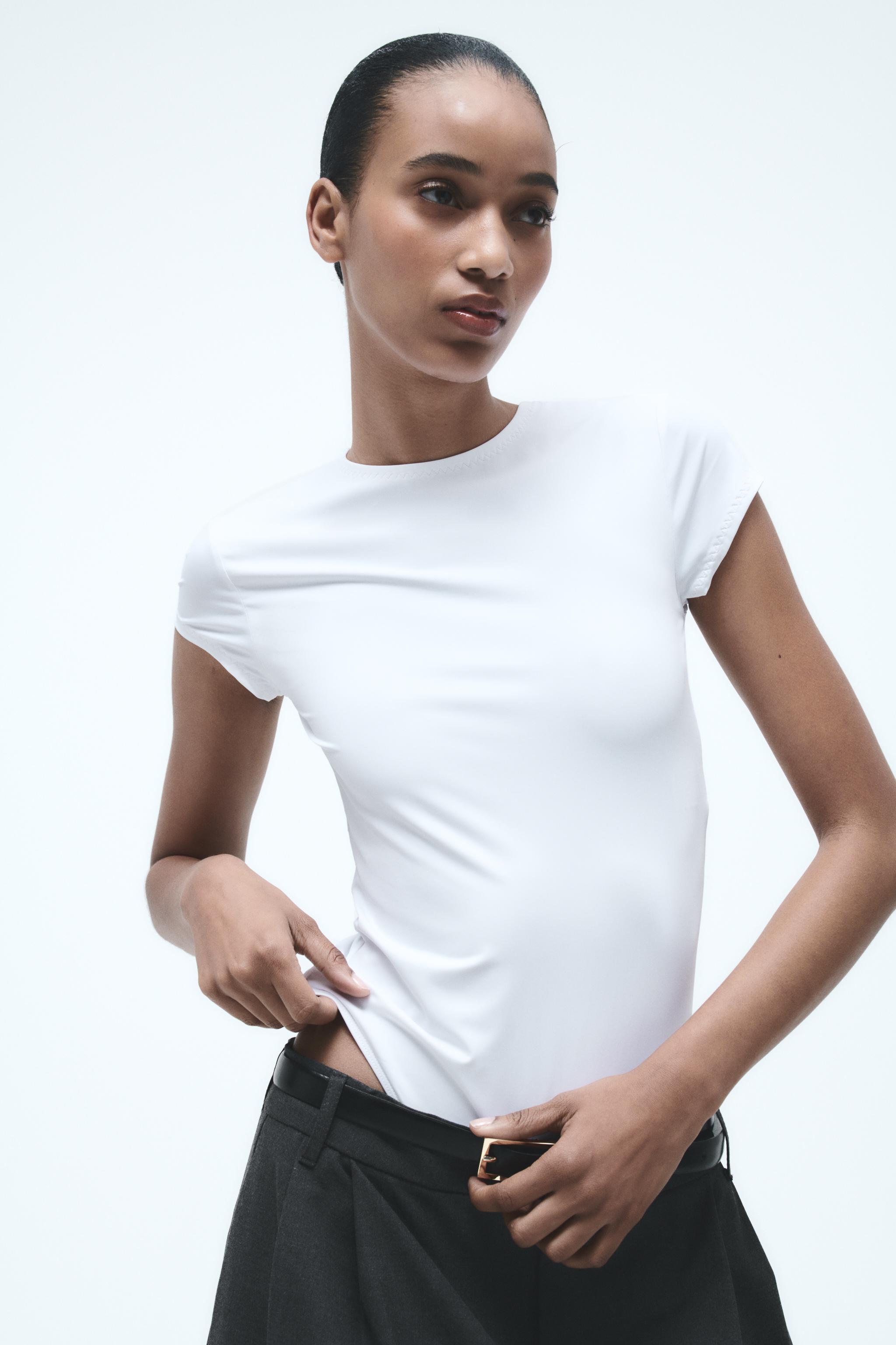 Zara LIMITLESS CONTOUR COLLECTION WHITE BODYSUIT size XS-S