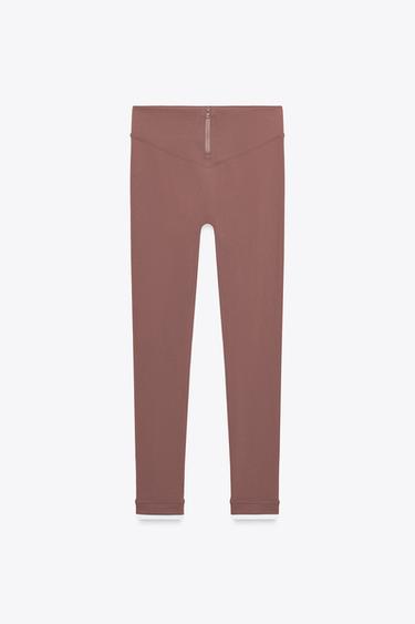 Zara SEAMLESS ZIPPERED LEGGINGS - Mid-pink