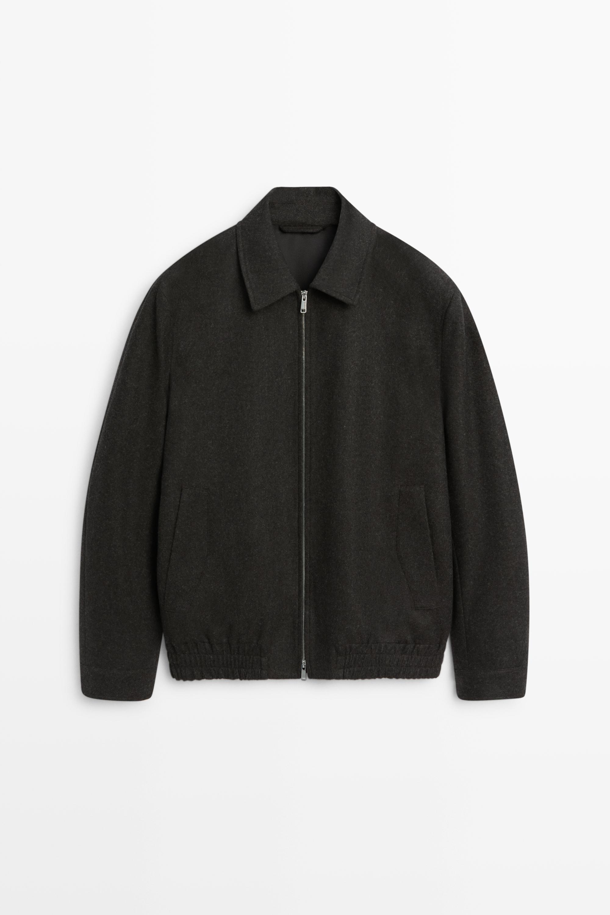 Wool-blend flannel bomber, total look