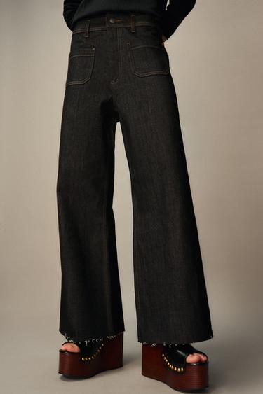 ZW COLLECTION WIDE-LEG HIGH-WAIST JEANS - Black by Zara