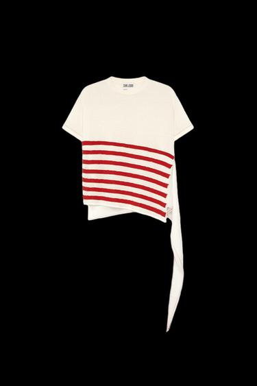 TOP PUNTO RAYAS ASIMÉTRICO - THE ITEM ZARA WOMAN - Blanco / Rojo de Zara