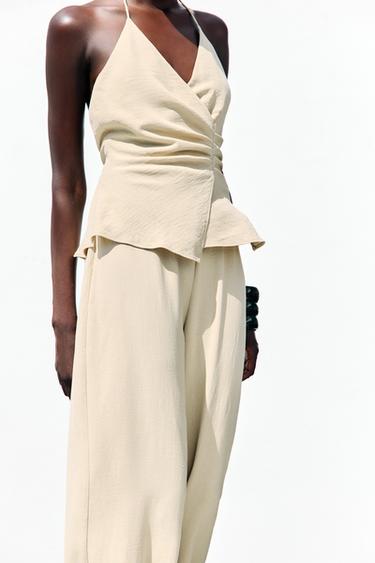 HALTER TWO-PIECE EFFECT JUMPSUIT - Sand by Zara - Image 5