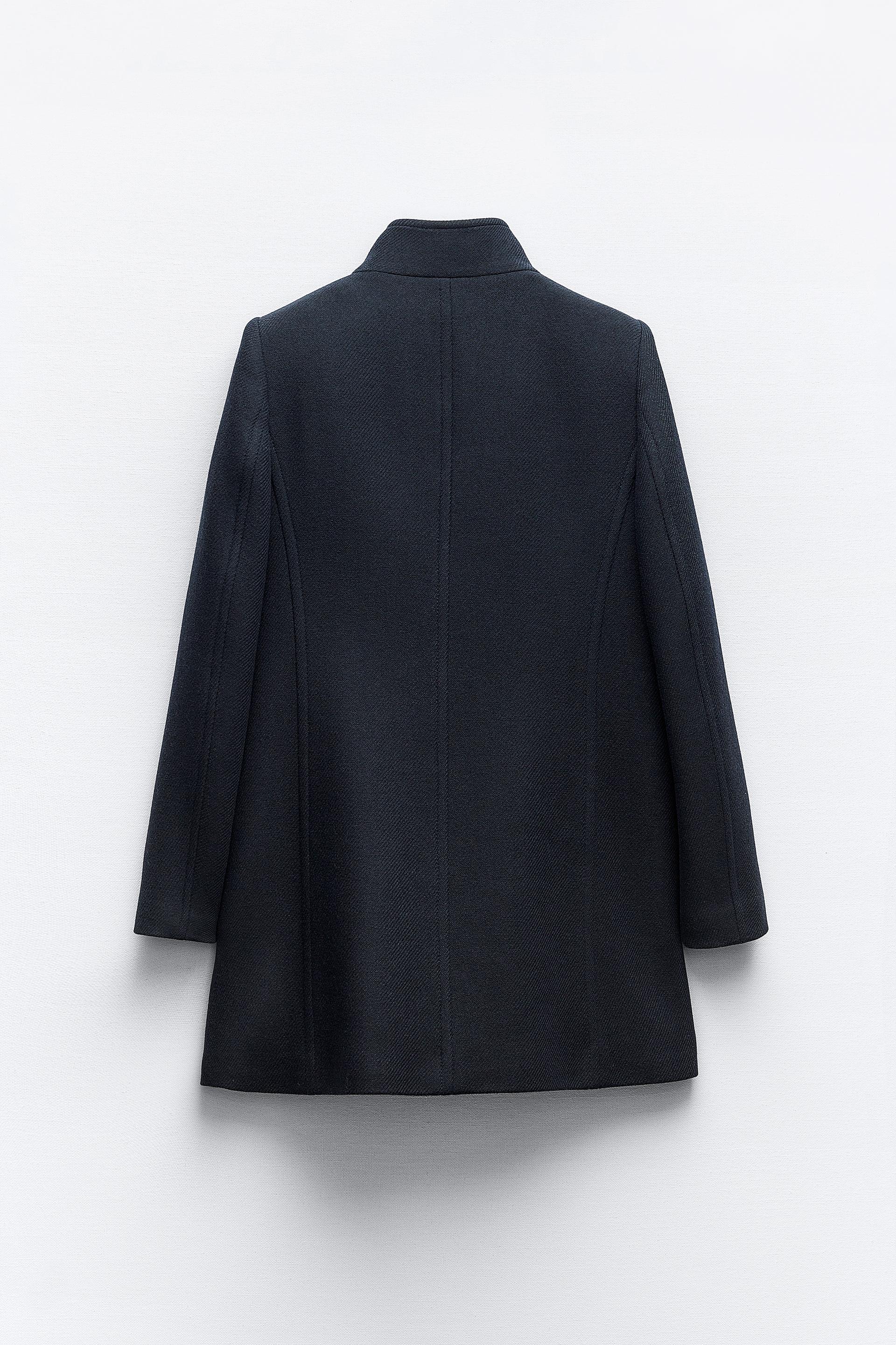 Zara Manteco Women Belted Wool Double Breasted Coat Black 2006/744 Size XS