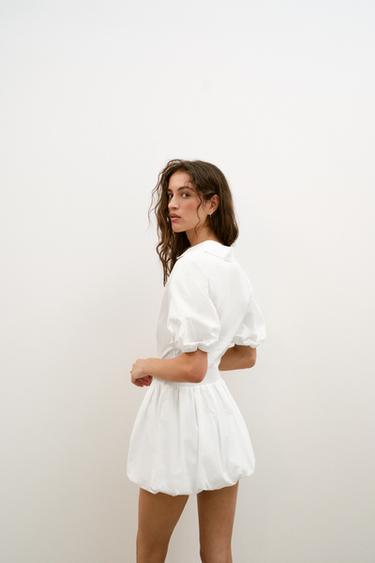 ROBE MINI EN POPELINE - Blanc de Zara - Image 5