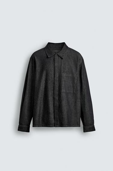 WASHED DENIM SHIRT - Black by Zara