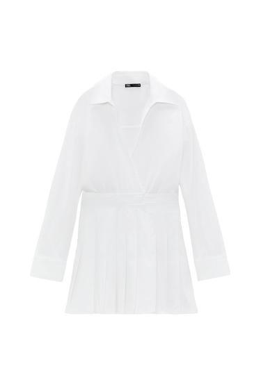 STRETCH POPLIN PLAYSUIT DRESS