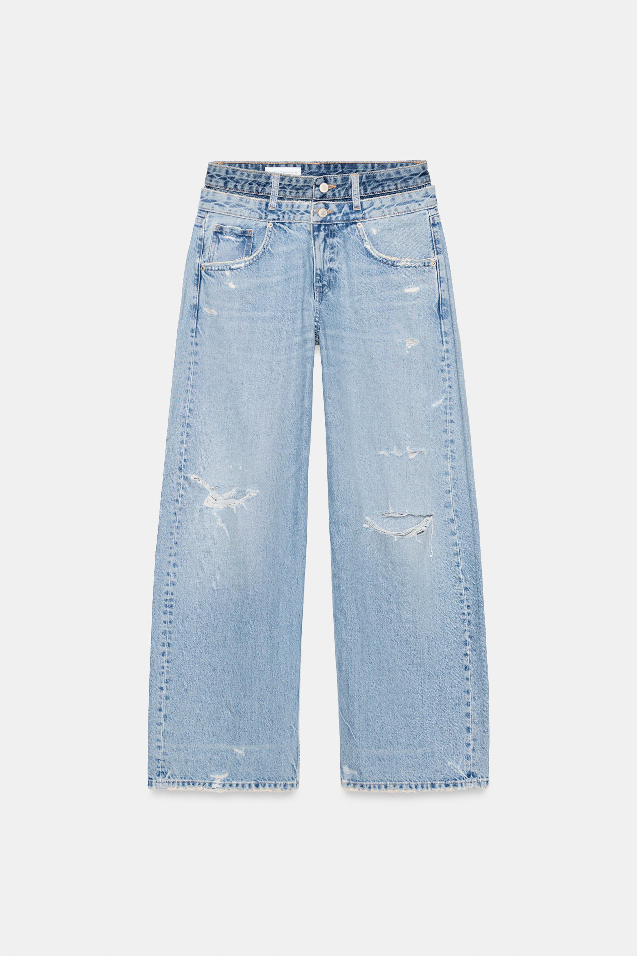 JEANS TRF DROITS DOUBLE TAILLE MI-HAUTE