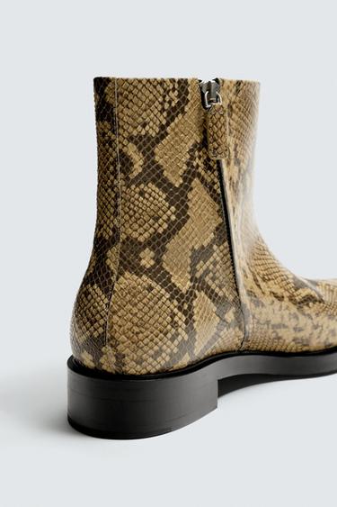 ANIMAL PRINT LEATHER BOOTS - Brown by Zara - Image 5