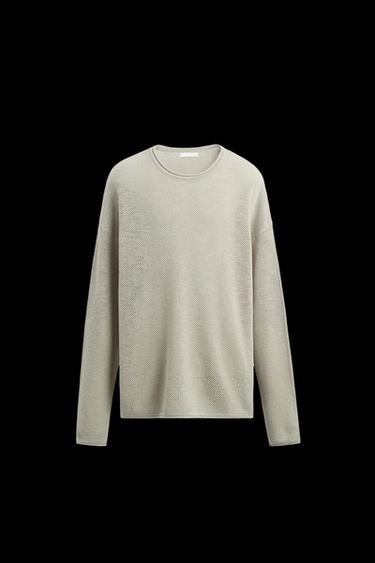 RELAXED FIT TEXTURED SWEATER - Brown / Taupe by Zara - Image 0