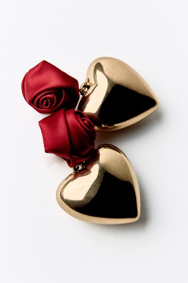 BOUCLES D'OREILLES ROSE CŒUR - Doré de Zara - Image 5