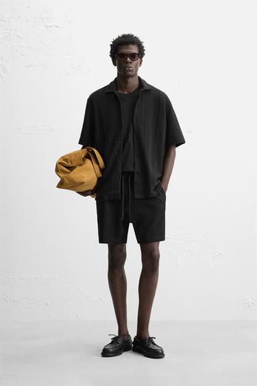 JACQUARD OVERHEMD MET STRUCTUUR - Zwart van Zara