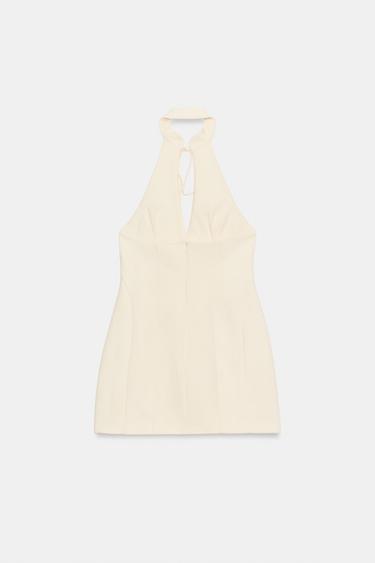 ROBE COURTE HALTER À VOLUME - Blanc cassé de Zara - Image 5