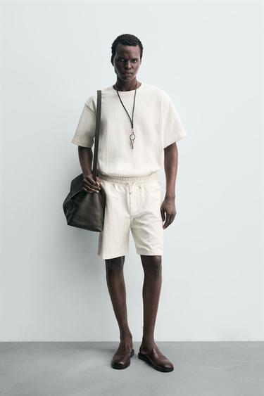 TEXTURED RELAXED FIT T-SHIRT - Oyster-white by Zara