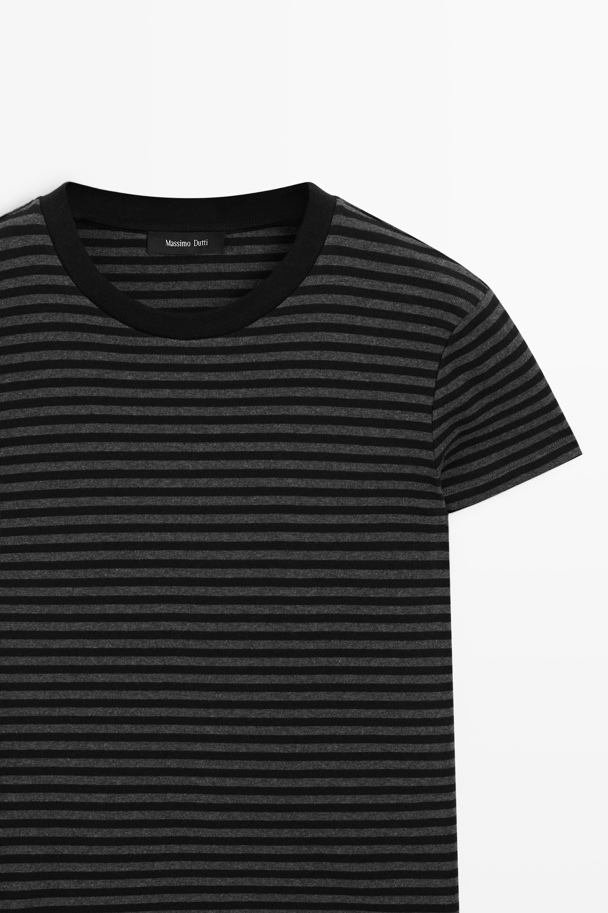 Ribbed striped short sleeve T-shirt