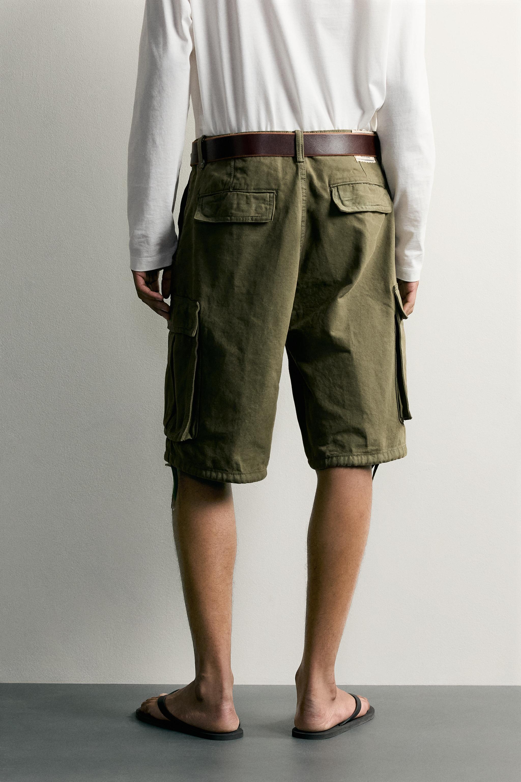 RELAXED FIT CARGO BERMUDA SHORTS