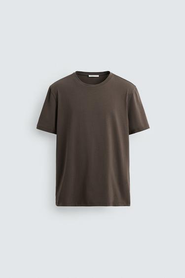 BASIC SLIM FIT T-SHIRT - Brown by Zara