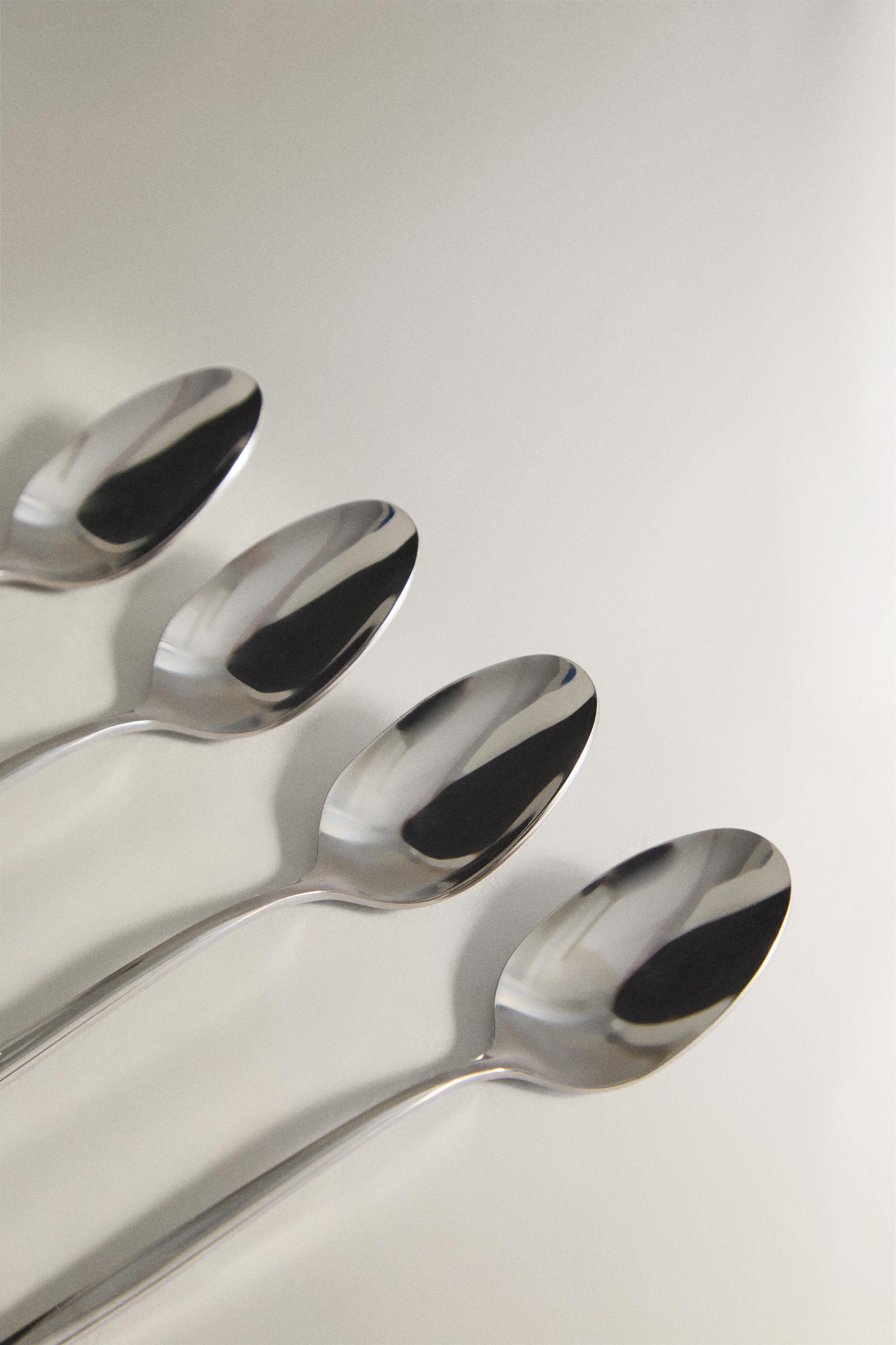 DESSERT SPOON SET WITH THIN HANDLES (PACK OF 4) — Steel