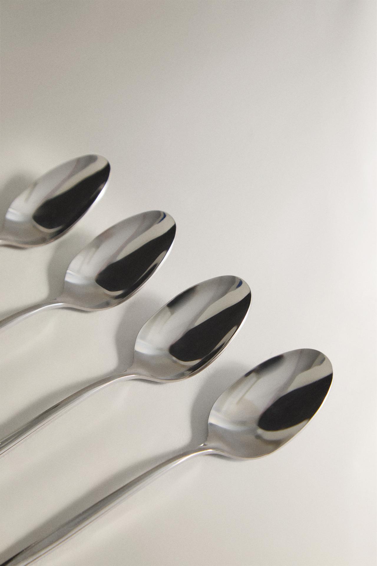 DESSERT SPOON SET WITH THIN HANDLES (PACK OF 4) — Steel