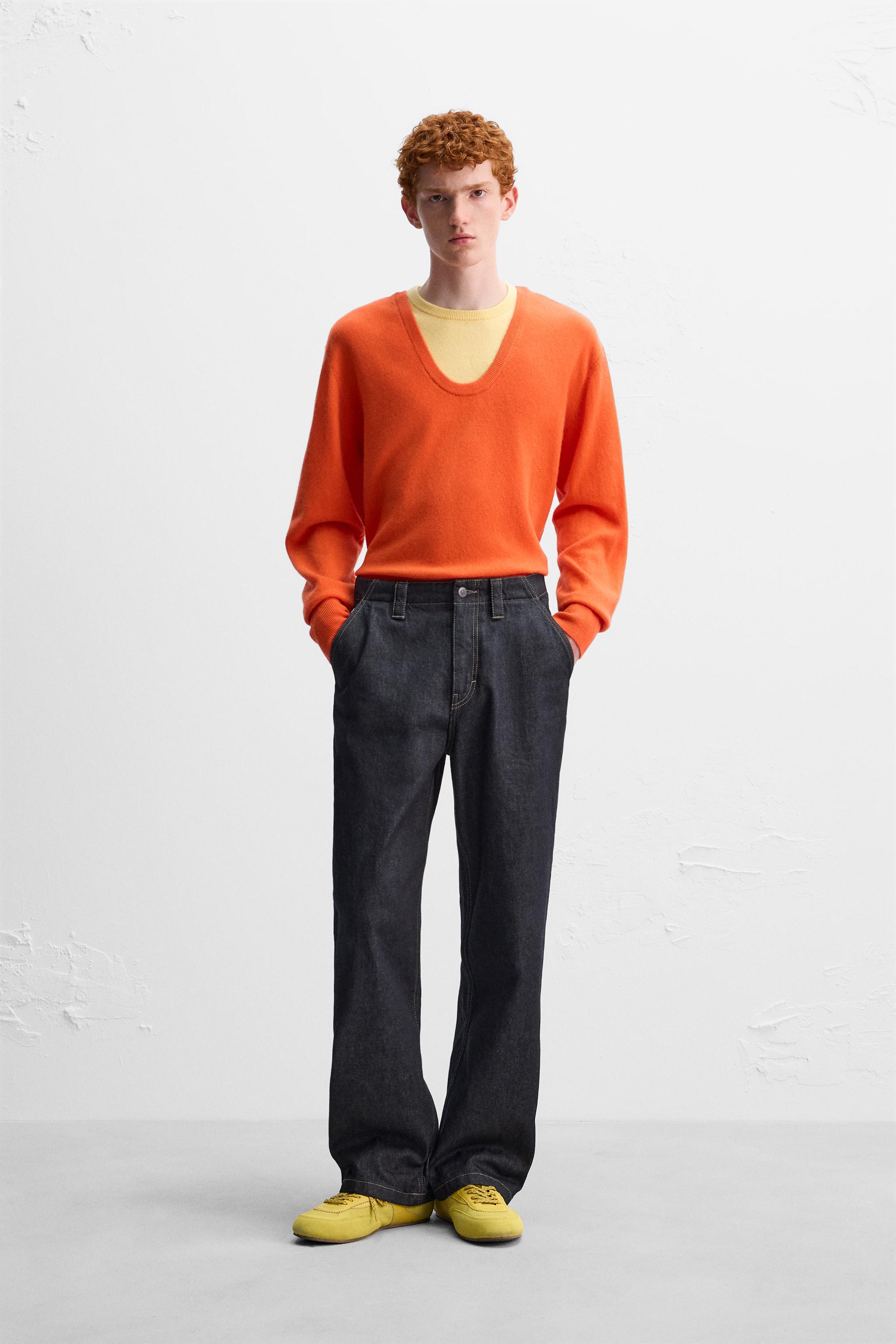 Zara Men Top Stitched selling Colorblock Sweater