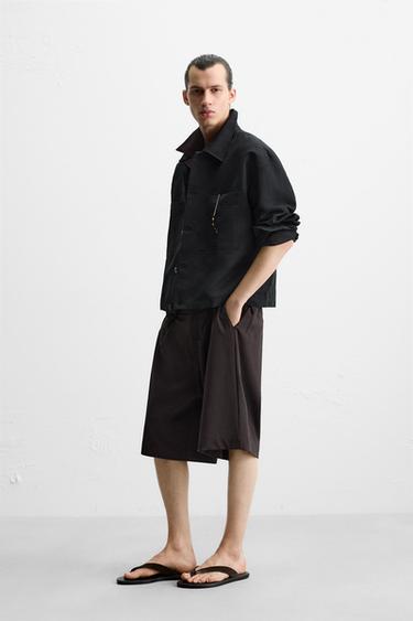 SURCHEMISE COTON - LIN - Noir de Zara - Image 4