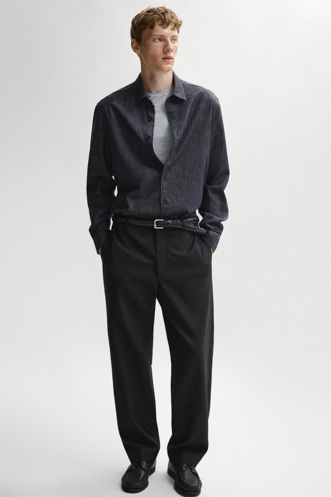 100% wool striped relaxed fit trousers — Navy blue