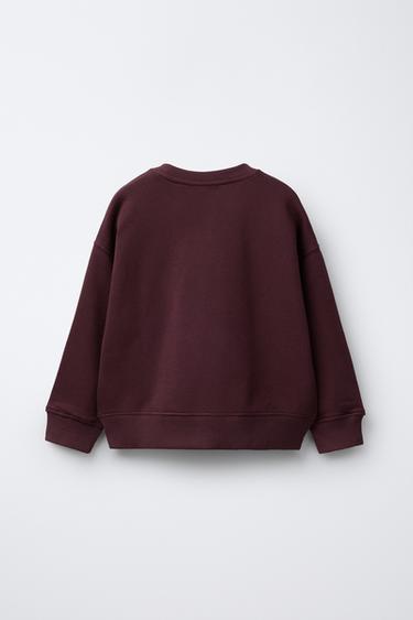 Zara DOG PRINT SWEATSHIRT - Burgundy
