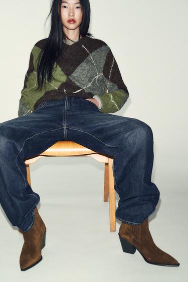 BOTÍN COWBOY SERRAJE - Marrón de Zara