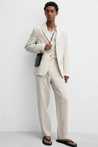 PANTALÓN TRAJE 100% LINO - Arena de Zara