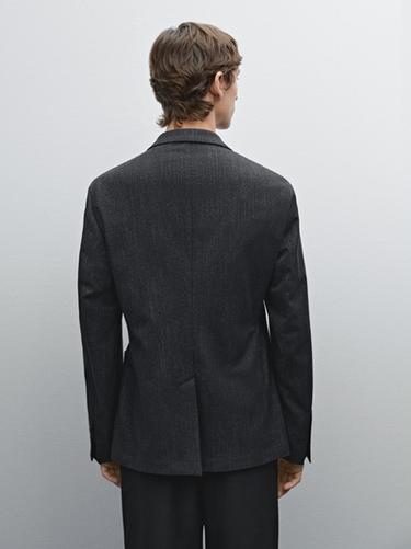 Zara Cotton blend herringbone blazer - Gray
