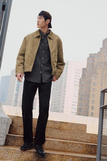 Zara 拼接領絎縫外套 - 米色