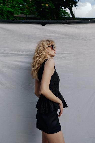 SMOCKED TOP - Black by Zara
