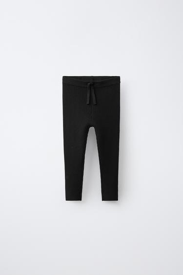 RIBBED KNIT LEGGINGS - Black by Zara