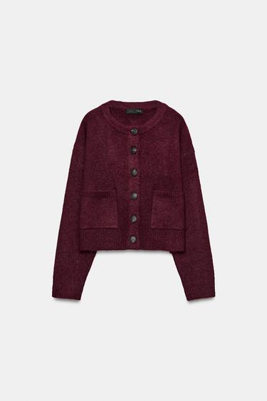 CARDIGAN WITH POCKETS - GARNET by Zara - Image 0