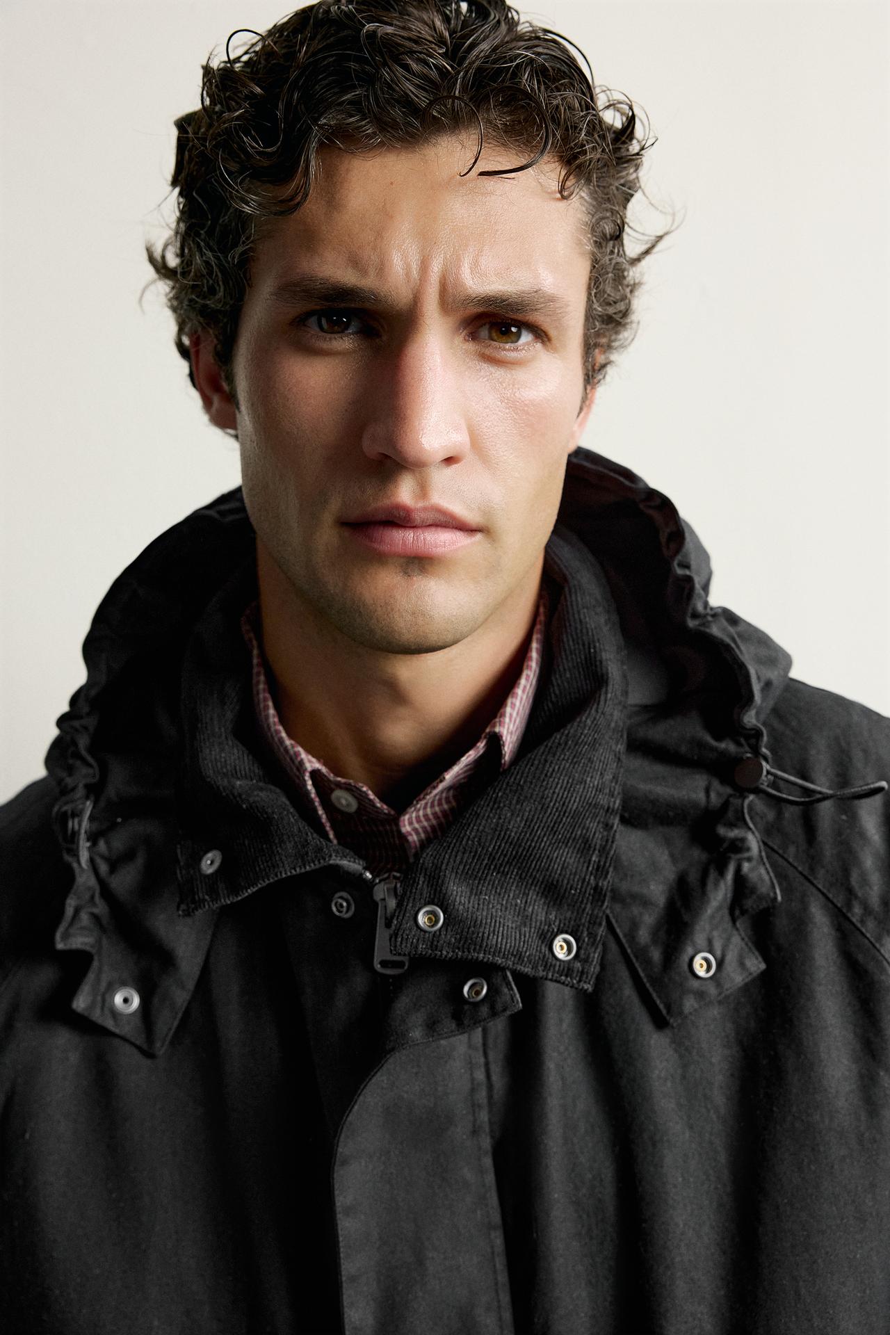 WAXED-EFFECT PADDED JACKET — Black