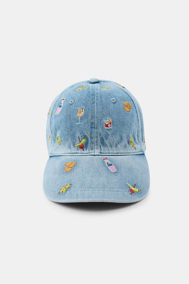 GORRA DENIM BORDADOS - Azul de Zara