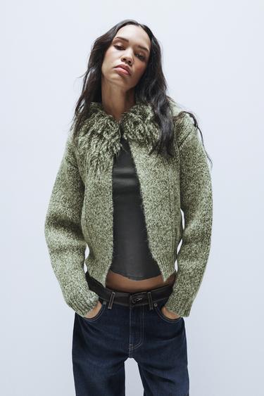 CHAQUETA PUNTO CUELLO FLECOS - Multicolor de Zara