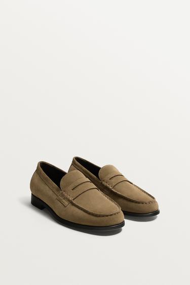 MOCASSINS DE PELL AMB ANTIFAÇ - Gris Talp de Zara