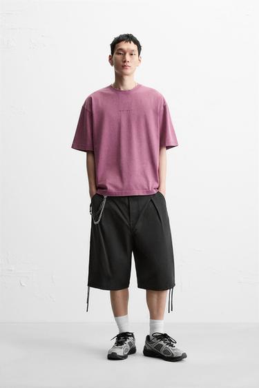 FADED EMBROIDERED T-SHIRT - Raspberry by Zara - Image 0
