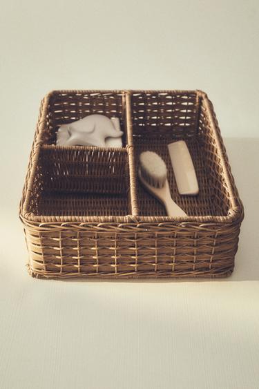 CHILDREN'S RATTAN ORGANISER BASKET - Light beige by Zara
