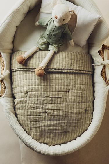 CHILDREN'S COTTON QUILT WITH THIN STRIPES - Green by Zara