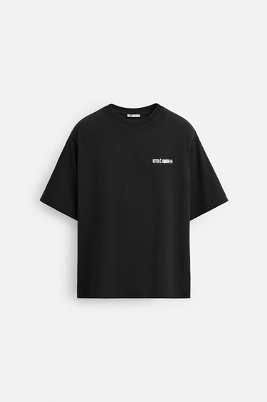 T-SHIRT MIT GUMMIERTER AUFSCHRIFT – LIMITED EDITION - Schwarz von Zara