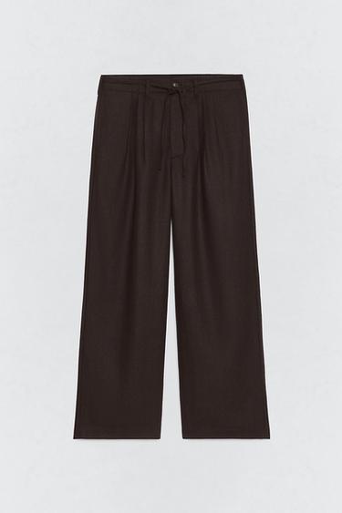 SOSHIOTSUKI X ZARA 플란넬 수트 플리츠 팬츠 - Zara 브라운