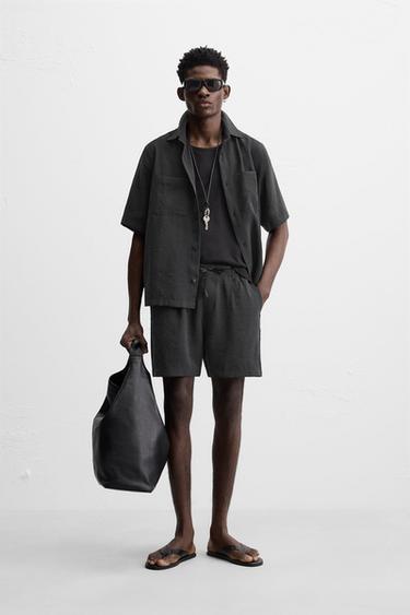 Zara REGULAR FIT SHORTS - Black
