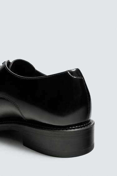 LEATHER DERBY SHOES - Black by Zara - Image 5
