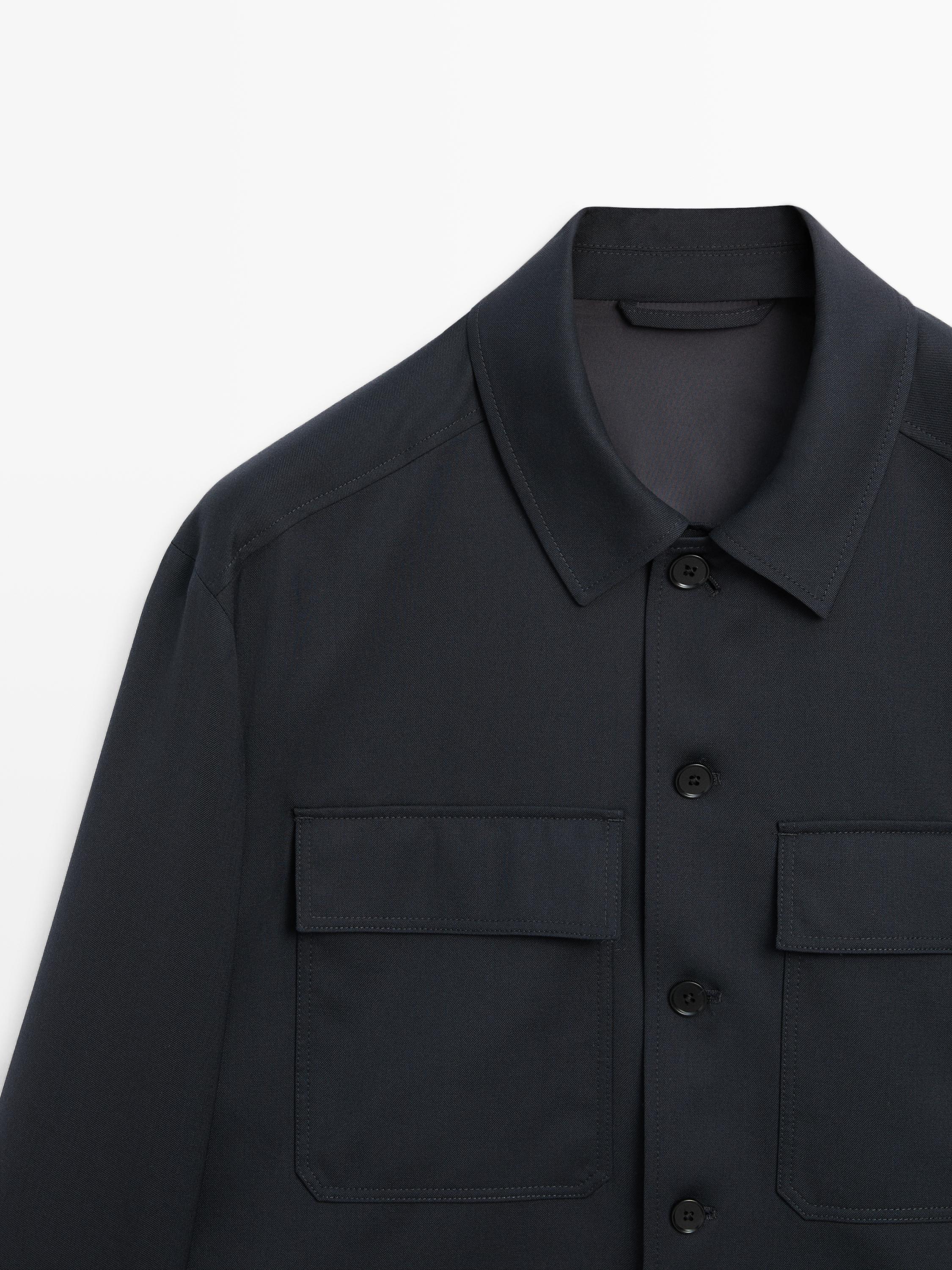 Cool wool blend zipped overshirt