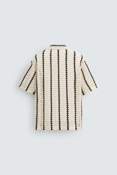 CHEMISE STRUCTURE CROCHET - Écru / Noir de Zara - Image 6