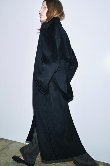 MANTEAU LONG MÉLANGE LAINE ZW COLLECTION LIMITED EDITION - Bleu marine de Zara - Image 4